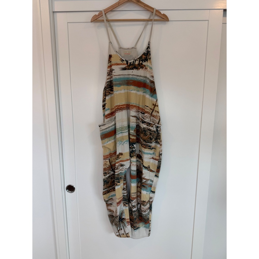 Free People Movement Hot Shot Onesie Tropical Palm Print Jumpsuit -M - Picture 2 of 8